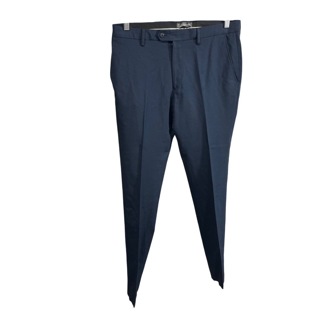 Primark Mens Navy Dress Pants 34/34L Slim Fit Polyester Blend 43a